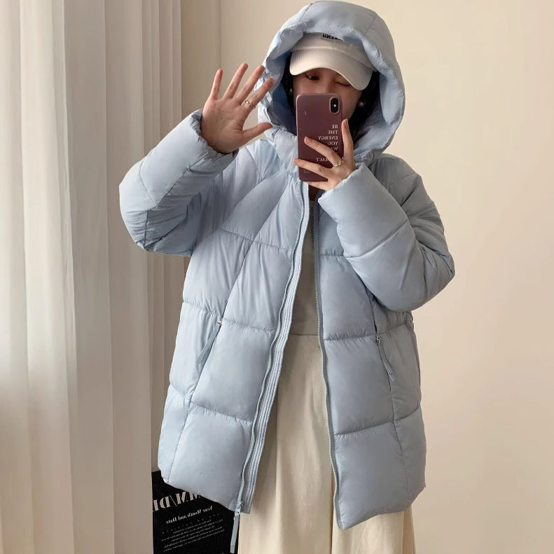 Damen Übergroße Pufferjacke mit Kapuze und praktischen Eingrifftaschen EB