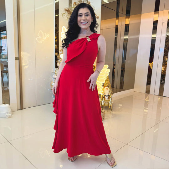 Damen Maxikleid mit eleganter Raffung EB