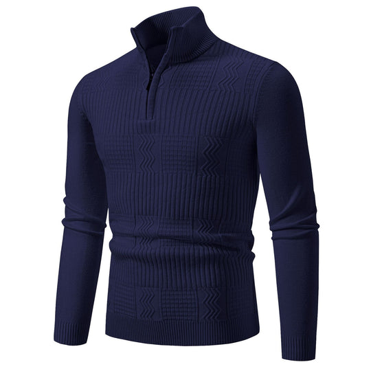 Herren Strickpullover mit modernem Stehkragen und strukturiertem Design EB