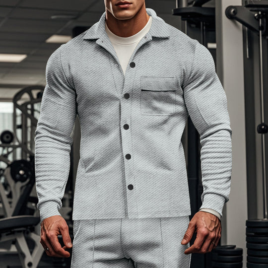 Herren modische Freizeitjacke mit leicht strukturiertem Stoff und praktischer Brusttasche EB