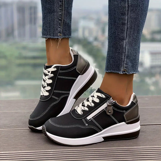 Damen Komfortable Sneaker mit Reißverschluss EB