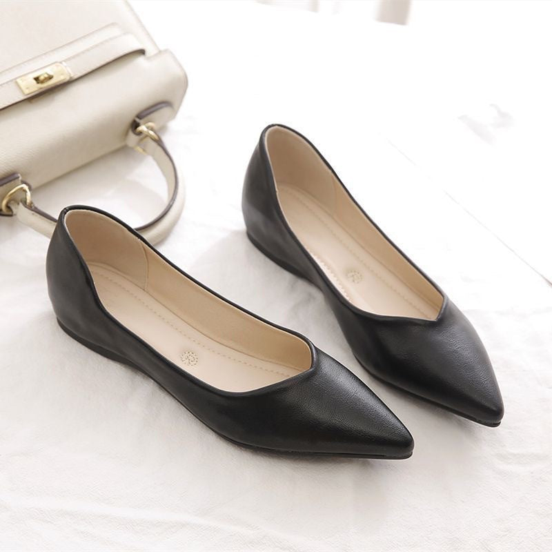 Damen Elegante Ballerinas aus hochwertigem Leder mit modischem V-Ausschnitt EB