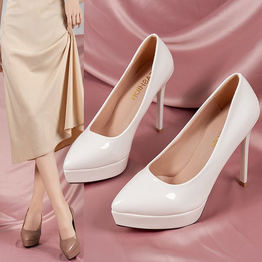 Damen elegante Plateau-Pumps mit schickem Hochglanz-Obermaterial EB
