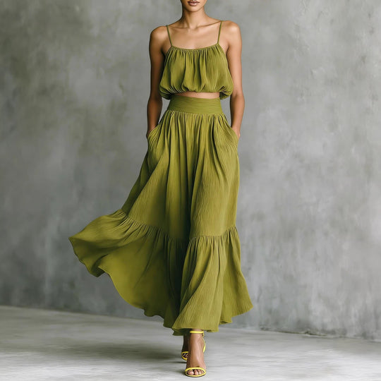 Damen Sommerliches Zweiteiler-Kleid mit fließendem Schnitt und praktischen Taschen EB