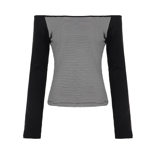 Damen nan figurnahes Raglan-Langarmshirt mit feinem Streifenjersey, schmaler Taille und elastischem Stretchmaterial EB