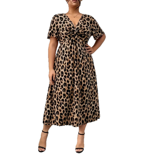 Damen Maxikleid mit raffiniertem Knotendesign und modernem Tiermuster EB