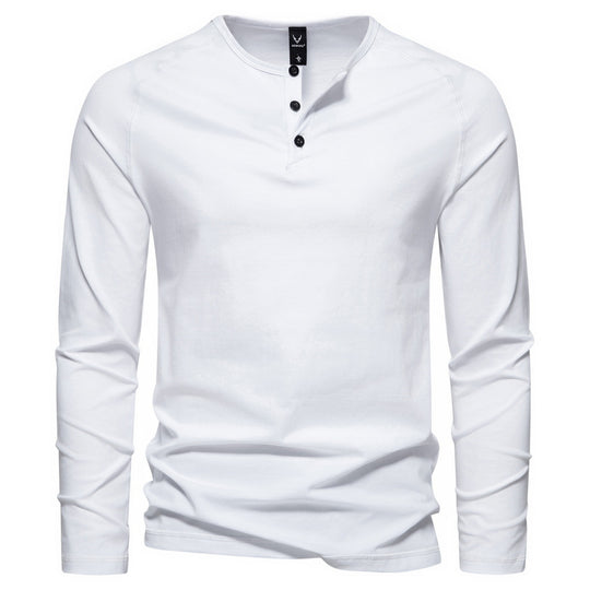 Herren nan langärmeliges Henley-Shirt aus Baumwollmischung mit Knopfleiste und schmaler Schnitt EB
