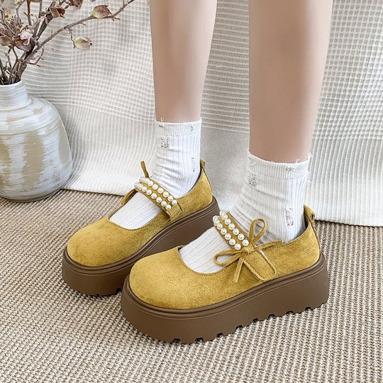 Damen Bequeme und elegante Ballerinas mit Perlenriemen EB