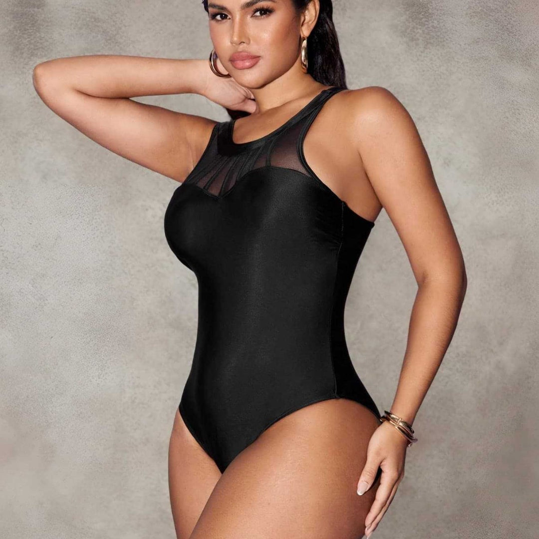 Damen Einteiliger Badeanzug mit modischem Mesh-Detail EB