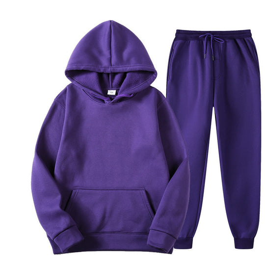 Unisex nan gemütliches Hoodie-Jogginganzug-Set mit Kängurutasche, elastischem Tunnelzugbund und gerippten Bündchen EB