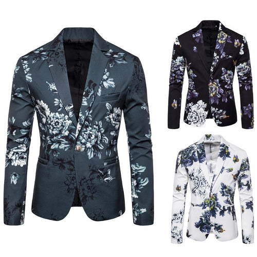 Herren eleganter Blazer mit floralen Mustern und strukturiertem Design EB
