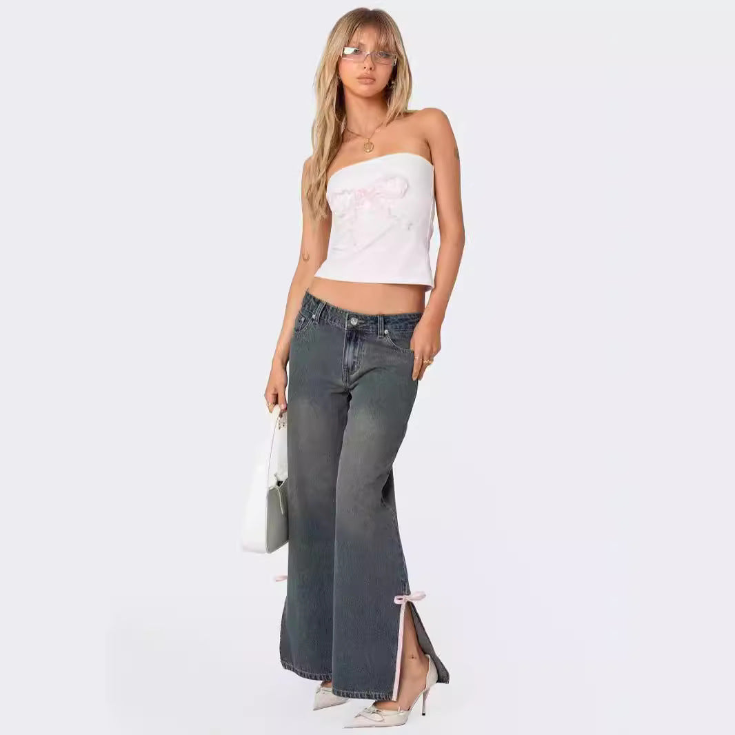 Damen Weite Jeans im lässigen Schnitt mit verstellbaren Beinen EB