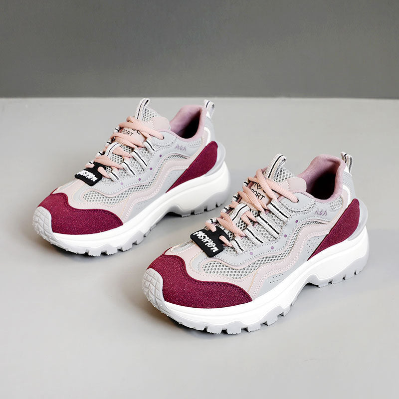 Damen trendige Chunky Sneakers mit atmungsaktivem Mesh und stabiler Sohle EB