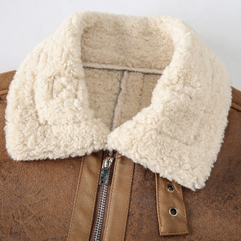 Herren Fliegerjacke mit Lammfellfutter und Vintage Kunstlederoptik EB
