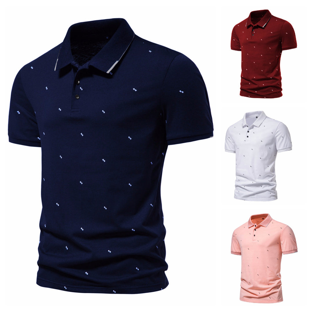 Herren Polohemd mit modischem Druck und hochwertigem Baumwollmaterial EB