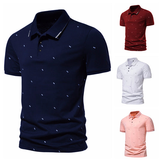 Herren Polohemd mit modischem Druck und hochwertigem Baumwollmaterial EB