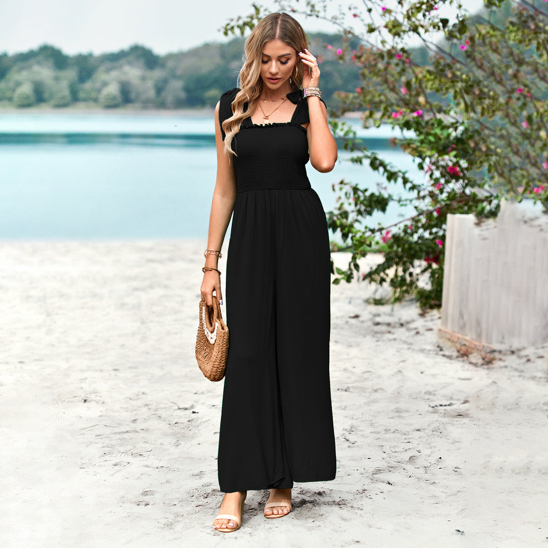 Damen Lässiger Maxijumpsuit mit Rüschen-Details und praktischen Taschen EB