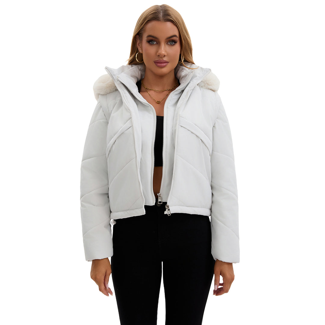 Damen Wendejacke mit abnehmbarer Kapuze und Kunstfell von EB