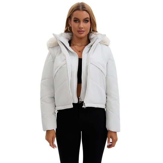 Damen Wendejacke mit abnehmbarer Kapuze und Kunstfell von EB