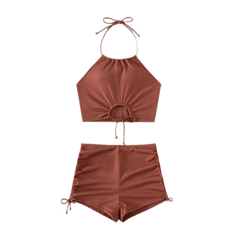 Damen Sportliches Bikini-Set mit asymmetrischem Oberteil und verspieltem Bindedesign EB