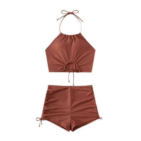 Damen Sportliches Bikini-Set mit asymmetrischem Oberteil und verspieltem Bindedesign EB