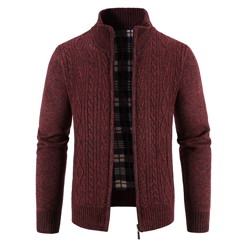 Herren Strickjacke mit hochschließendem Kragen und strukturiertem Design EB