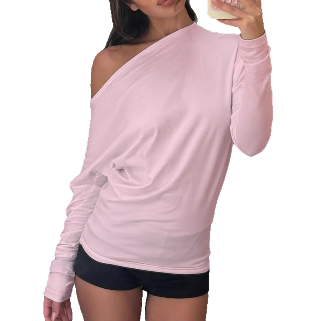 Damen nan asymmetrisches Off-Shoulder Longsleeve mit taillierter Silhouette und Daumenloch-Ärmeln EB