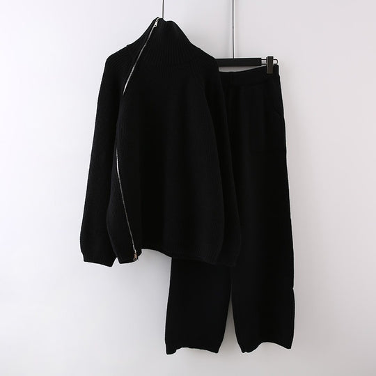 Damen Strickensemble mit Rollkragen und Reißverschluss EB