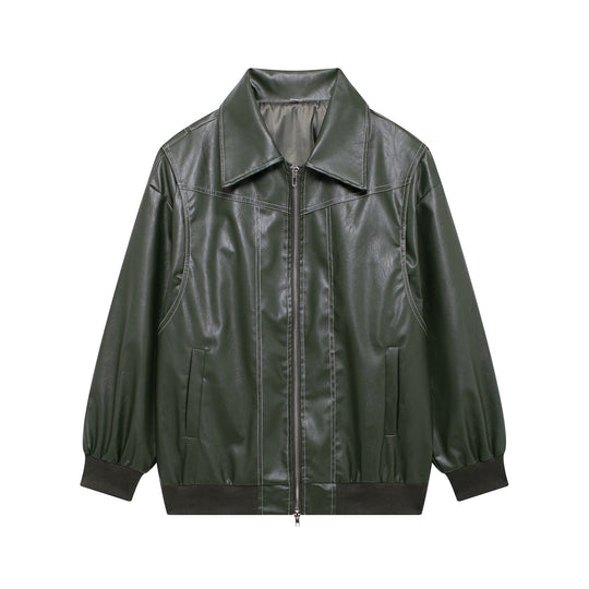Damen Kunstlederjacke mit lässigem Schnitt und elastischem Saum EB