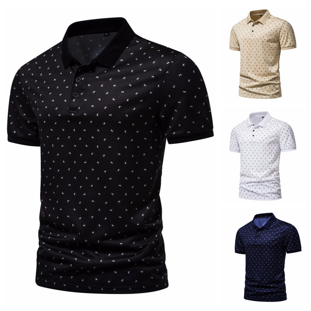 Herren Poloshirt mit modernem Muster und atmungsaktiven Eigenschaften EB