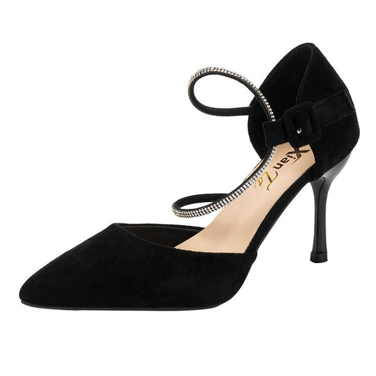 Damen High Heel Pumps mit elegantem Strassriemen EB