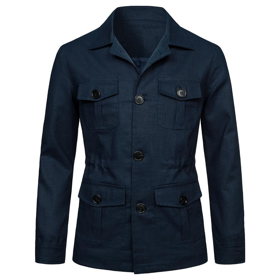 Herren nan Utility-Jacke aus Leinen mit vier aufgesetzten Taschen und taillierter Silhouette EB