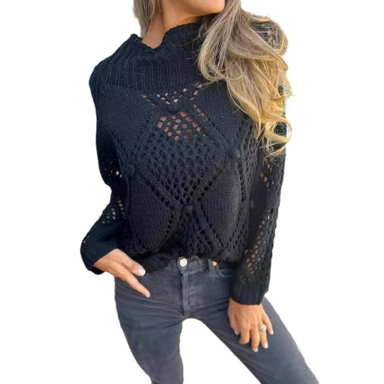 Damen Strickpullover mit offener Maschenstruktur EB
