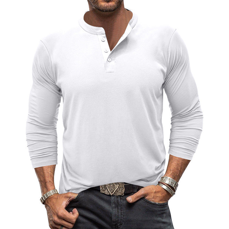 Herren Langarm T-Shirt mit Knopfleiste EB