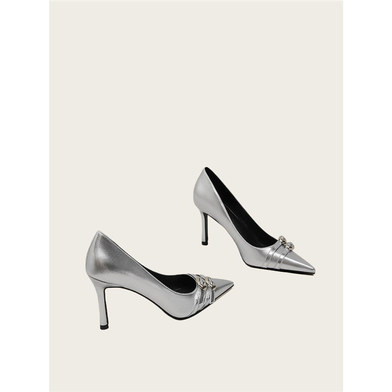Damen elegante High Heel Pumps mit Schmuckakzent EB