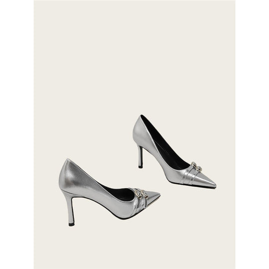 Damen elegante High Heel Pumps mit Schmuckakzent EB