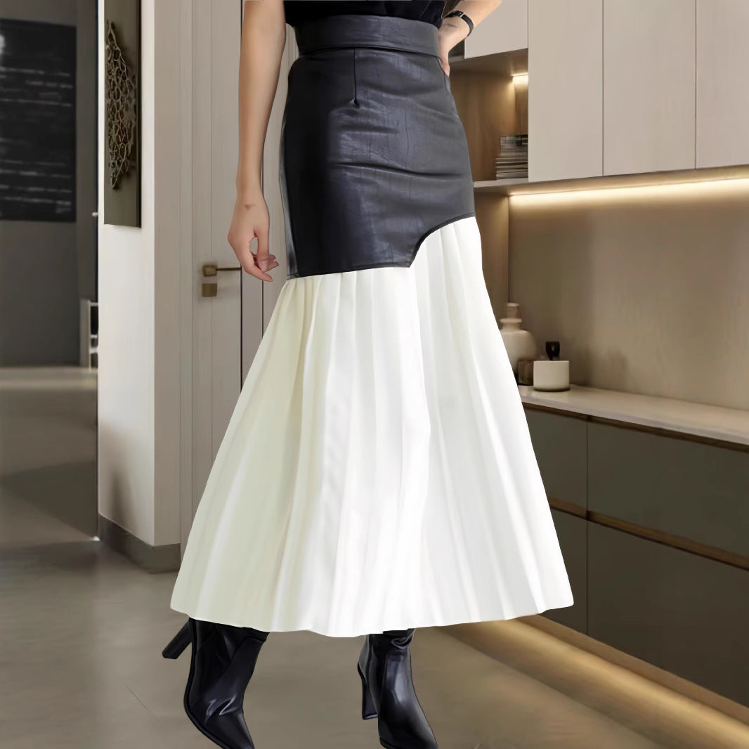 Damen Elegante Kombination aus feinem Strickpullover und schickem rock EB