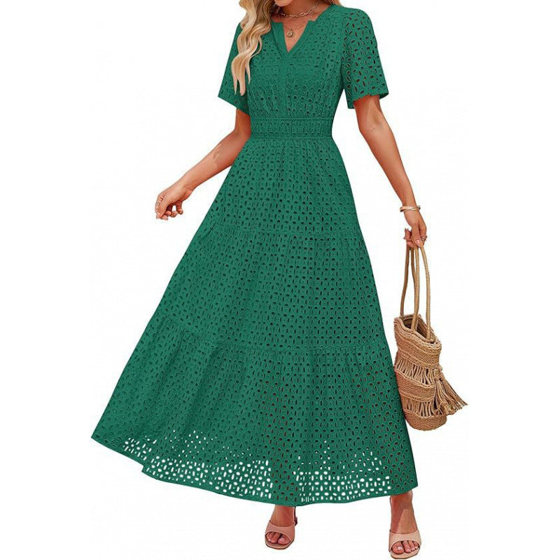 Damen Maxikleid mit gehäkeltem Muster EB