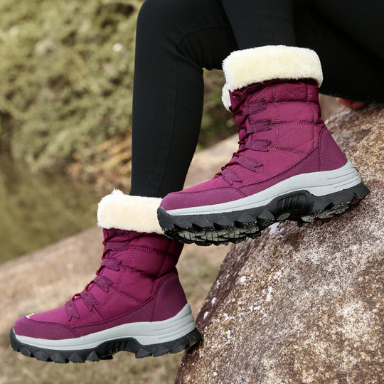Damen Winterstiefel mit kuscheligem Kunstfellkragen und rutschfester Sohle EB