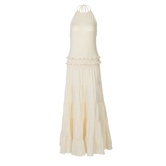 Damen Maxi-Kleid mit feinen Rüschendetails EB
