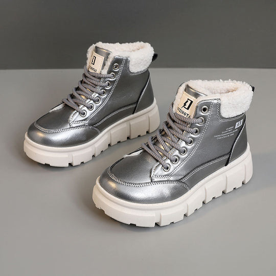 Damen Hohe Stiefel mit flauschigem Innenfutter und rutschfester Sohle EB