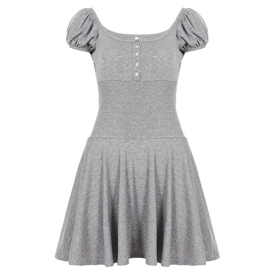 Damen Midi-Kleid mit Puffärmel-Design und figurbetontem Oberteil EB