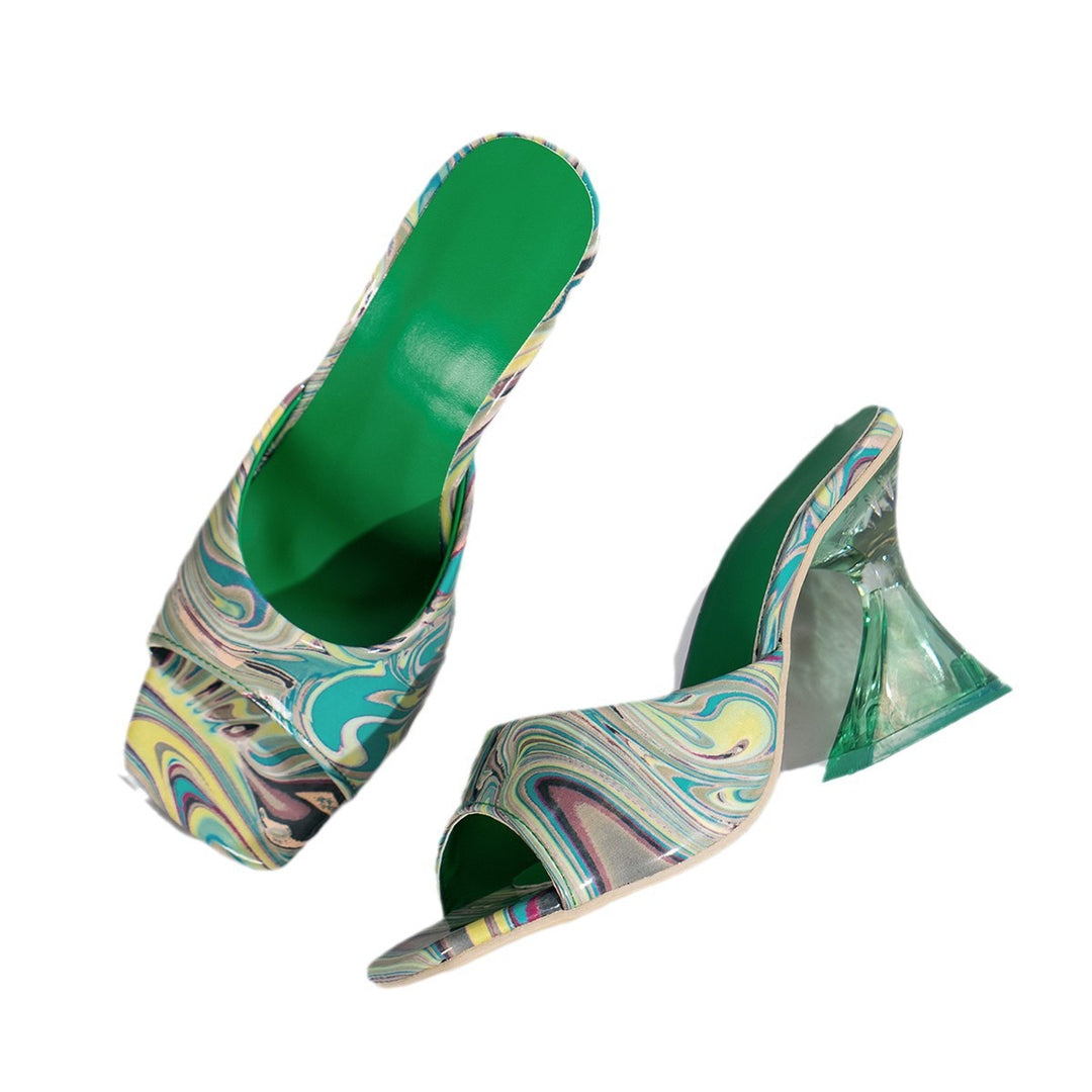 Damen Offene Mules mit eleganter und trendiger Wellenoptik EB