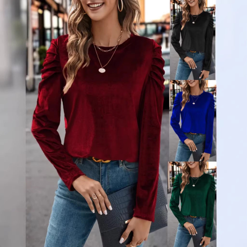 Damen Elegantes Langarmshirt mit Raffungen EB