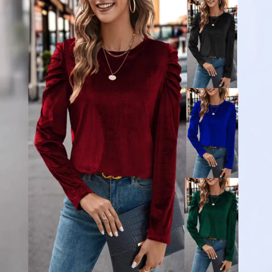 Damen Elegantes Langarmshirt mit Raffungen EB