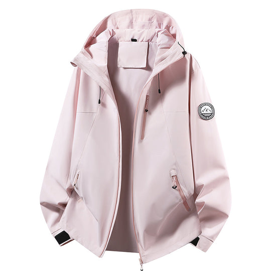 Unisex ultraleichter wasserdichter Kapuzenblouson mit verschweißten Nähten und Brust-Reißverschluss EB