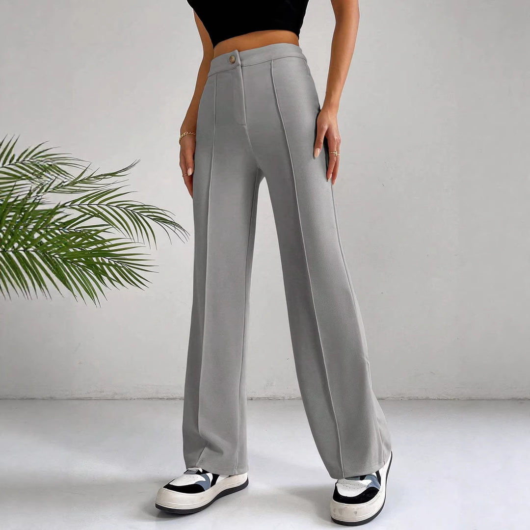 Damen Elegante High-Waist Hose mit seitlichen Nähten und schmalem Schnitt EB