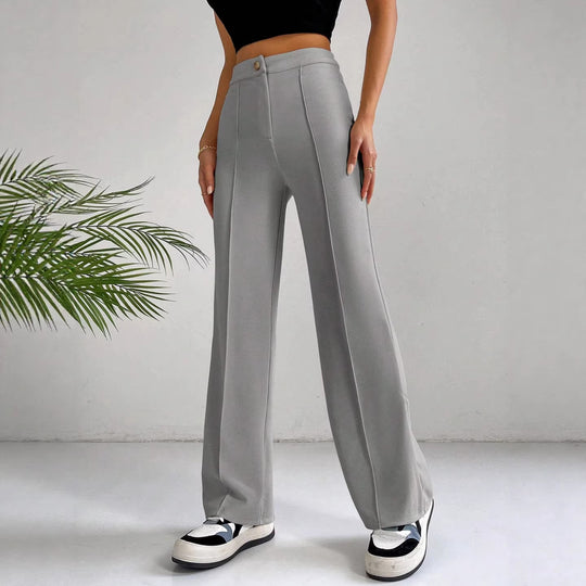 Damen Elegante High-Waist Hose mit seitlichen Nähten und schmalem Schnitt EB