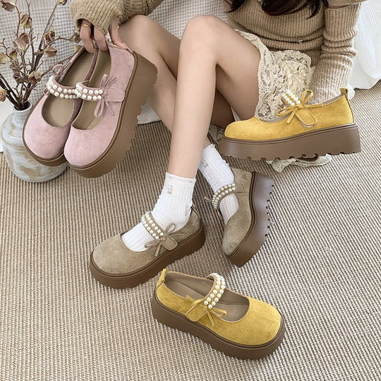 Damen Bequeme und elegante Ballerinas mit Perlenriemen EB