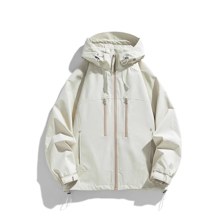 Unisex leichte winddichte Softshell-Kapuzenjacke mit verschweißten Nähten, verlängerter Rückenpartie und verstellbarem Saum EB